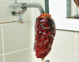 ChocolateyCrepe's tweet image. coolest part of "girl in bathtub full of pomegranates" is that DALL-E must have wondered "where did the pomegranates come from?" and answered "the faucet, obviously"