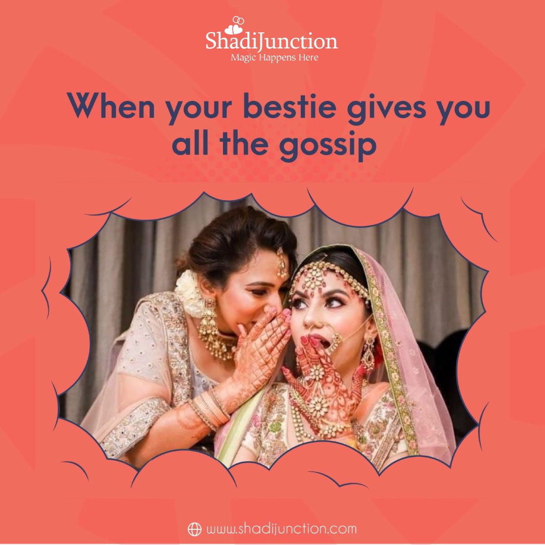 JunctionShadi's tweet photo. Tag your bestie😜
.
.
#bestie #gossips #bestfriend #weddingfun #bestfriendwedding #shadijunction https://t.co/h5o0jrMJNQ