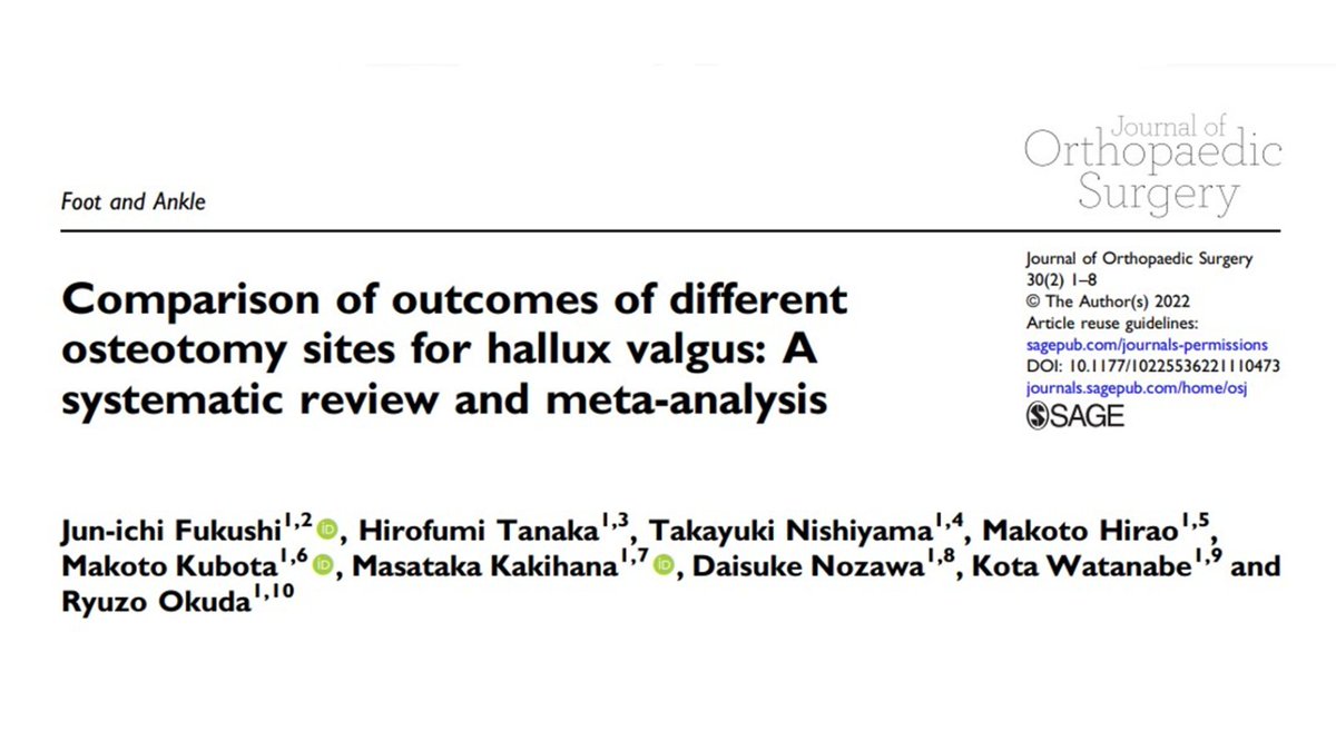 Do different osteotomies affect the outcome of Hallux Valgus surgery?

Read this systematic review to find out ➡ journals.sagepub.com/doi/full/10.11…

#JOrthoSurgery #footandankle #halluxvalgus #orthopaedics #orthopedics #orthopedicsurgeon #orthopaedicsurgery