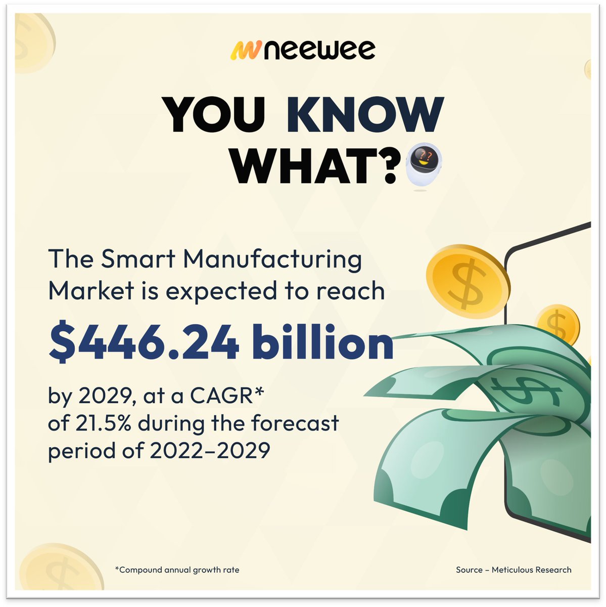 neeweeanalytics's tweet photo. What is the future of #smartmanufacturing ?

#youknowwhat #neewee #marketestimate https://t.co/7vM29sr1kz