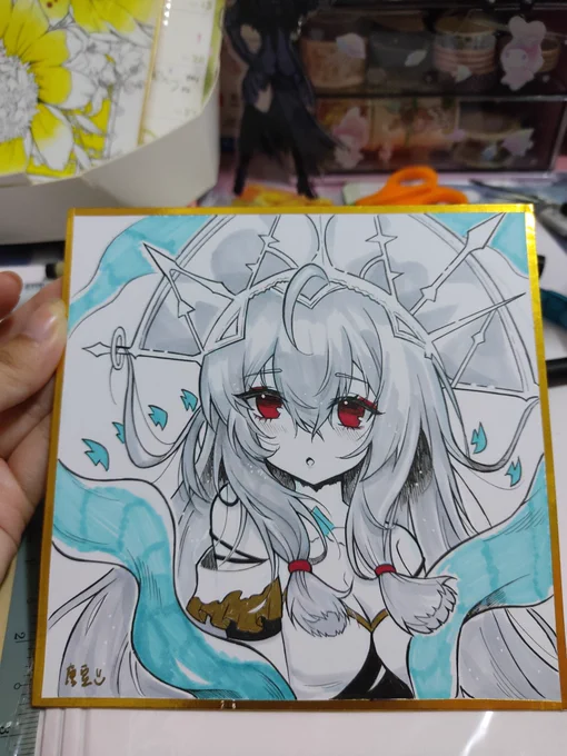 [RT appreciate]Shikishi commission open for Malaysians!(overseas also ok! But the shipping fees will be different depends on countries)15X15cm  colour with copic markerRM60+5(shipping fees)U can also order with me to cod during event ^^#commissionsopen#Commission 