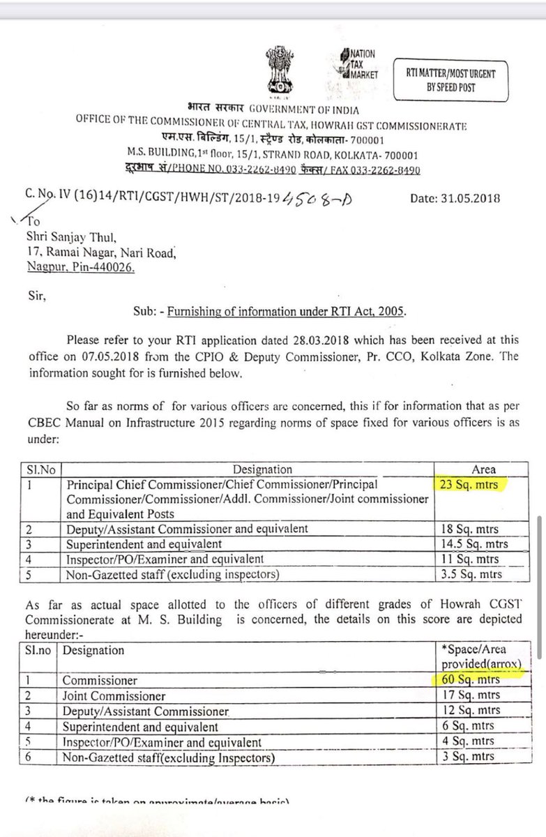 aiceia_lko's tweet photo. @IRS_IN @cbic_india @DARPG_GoI @swachhbharat @FinMinIndia @officeofPCM @nsitharamanoffc @MuseumGoa @MoHUA_India @HardeepSPuri @DoPTGoI @SwachhBharatGov @PIB_India Kindly put the details on website of space captured for the cabins of @IRS_IN in field formations of @cbic_india . Mostly 3-4 times against the norms as big as 800 sqft to 1500 sqft which is sufficient for a house of a family. It’s a loot of pub money. @nsitharaman @narendramodi https://t.co/vb0yCmxKDy