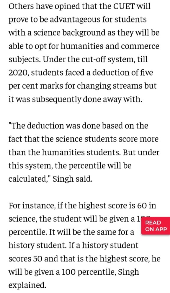 sejalsingh27's tweet photo. In this article dated 7 April 2022 by The Economic Times, DU's VC clearly said how percentiles wil be fair and considered for admissions. Why are you now contradicting yourself?
@UnivofDelhi @EduMinOfIndia @mamidala90 @manashTOI @DG_NTA @ugc_india @ravishranjanshu https://t.co/UwrDFHrB3k