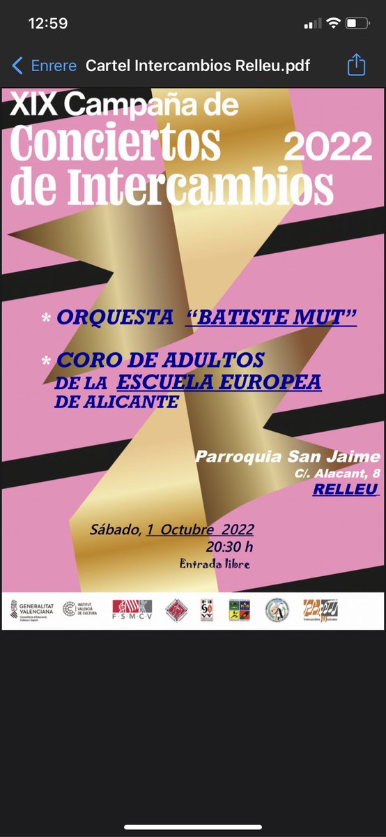 Musicaalesaules's tweet photo. Mesecito cargado de música.
El 1 de octubre empezamos con #BatisteMut en Relleu. El día 2 estaremos en el Casino de #Alicante a las 12:00
El día 9 con #OFAP en #Denia
🙌🏻🙌🏻🙌🏻 https://t.co/raood1D6w4