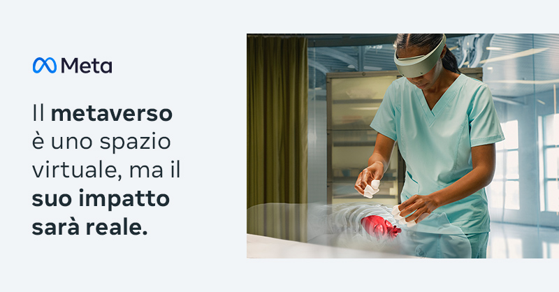 Meta's tweet photo. Il metaverso aiuterà i chirurghi a prepararsi per interventi complessi. In futuro, gli studenti potranno fare tutta la pratica necessaria nella realtà virtuale prima di operare i pazienti negli ospedali. Il metaverso è uno spazio virtuale, ma il suo impatto sarà reale.