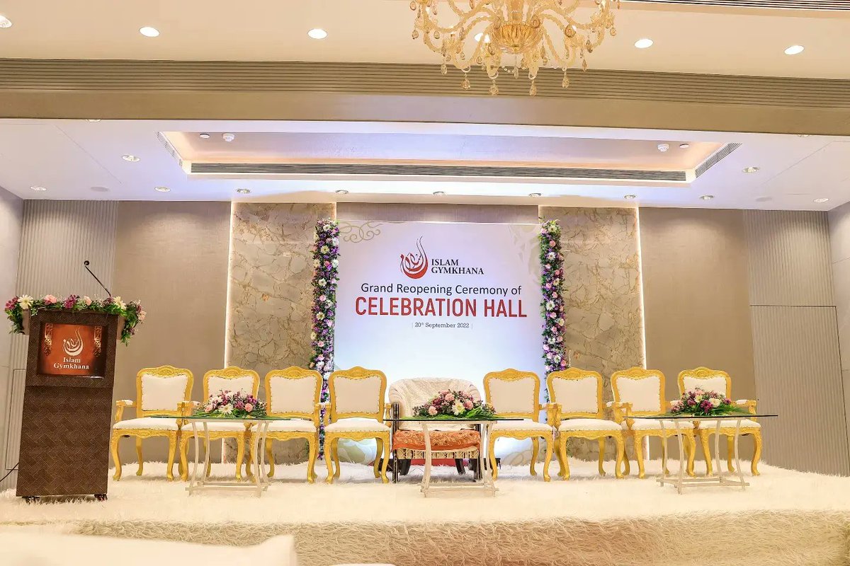IslamGymkhana's tweet photo. Islam Gymkhana's " Jabir Hall " Grand Reopening with the new name " Celebration Hall ". 

 #interiordesign #banquet #banquethall https://t.co/f1Burz2id6
