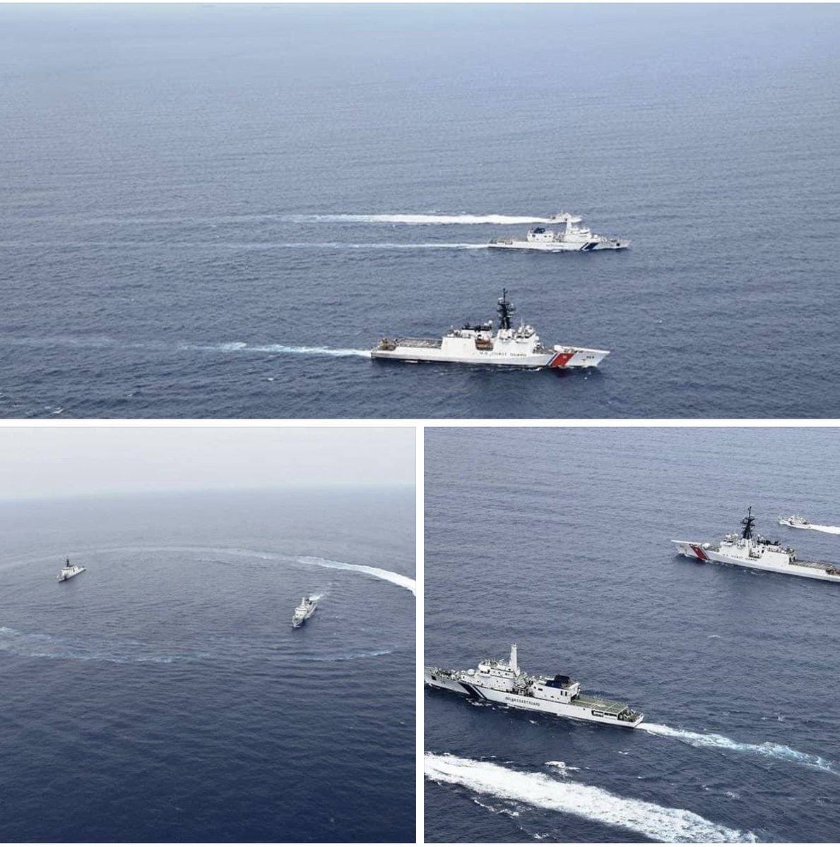 BJPMinMorcha's tweet photo. .@narendramodi government is making India 🇮🇳 stronger by each passing day. 

#BridgeOfFriendship

Joint Exercise between Indian Coast Guard  &amp; United States Coast Guard conducted off #Chennai. https://t.co/oChjVFbs59