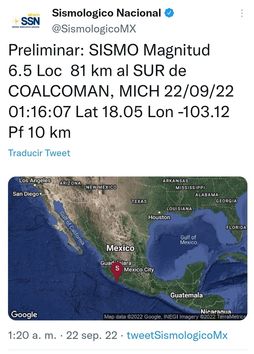 #ÚltimaHora || Fuerte temblor de 6.5 al sur de #Coalcoman, #Michoacan. El movimiento telúrico se sintió en #Puebla. ¿Usted lo sintió?