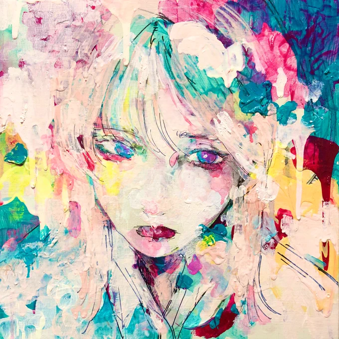 『虚勢』S4号キャンバスに油彩#drawing #painting #oilpainting #art  #artwork #girl #face #freshartist_jp#portrait #illustration #おんなのこ #少女 #油画 #油彩画#絵画 #油絵 