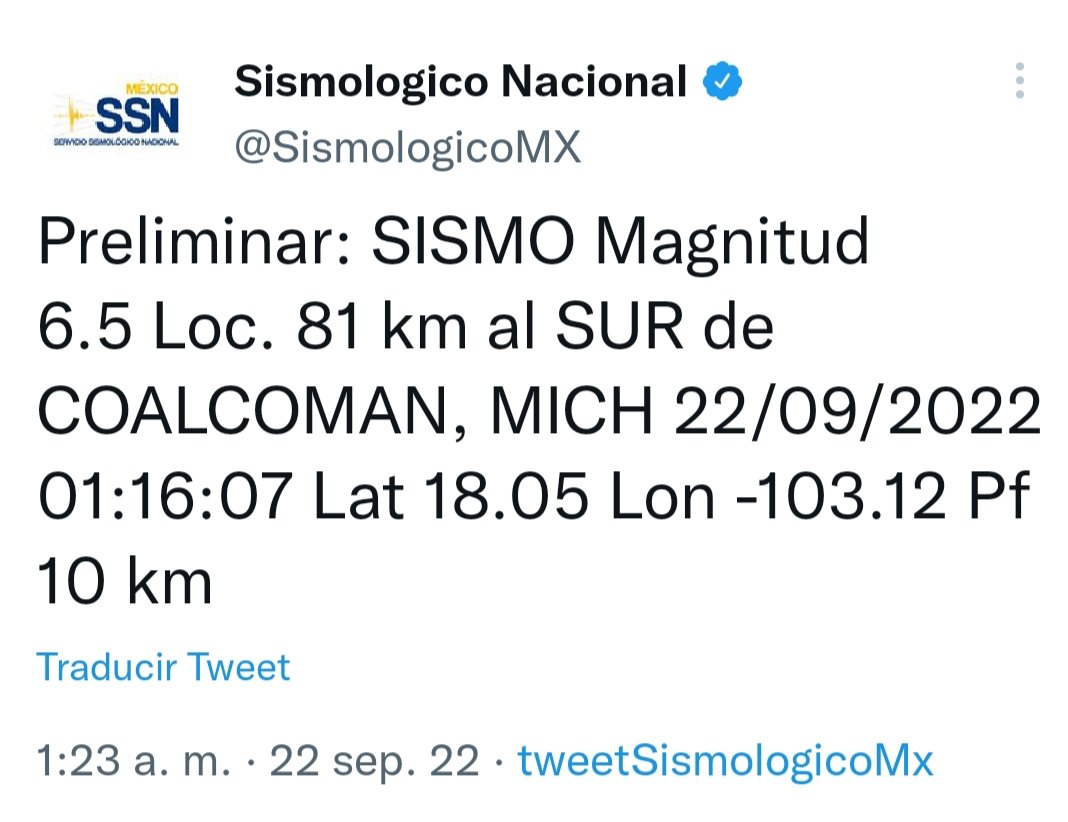 ObserverNR's tweet photo. #ÚltimoMinuto 🚨 | De acuerdo con la información preliminar de 6.5 con epicentro en #Michoacán. En la #CDMX y #Edimex se activaron protocolos de emergencia. https://t.co/tbE94lD8wD