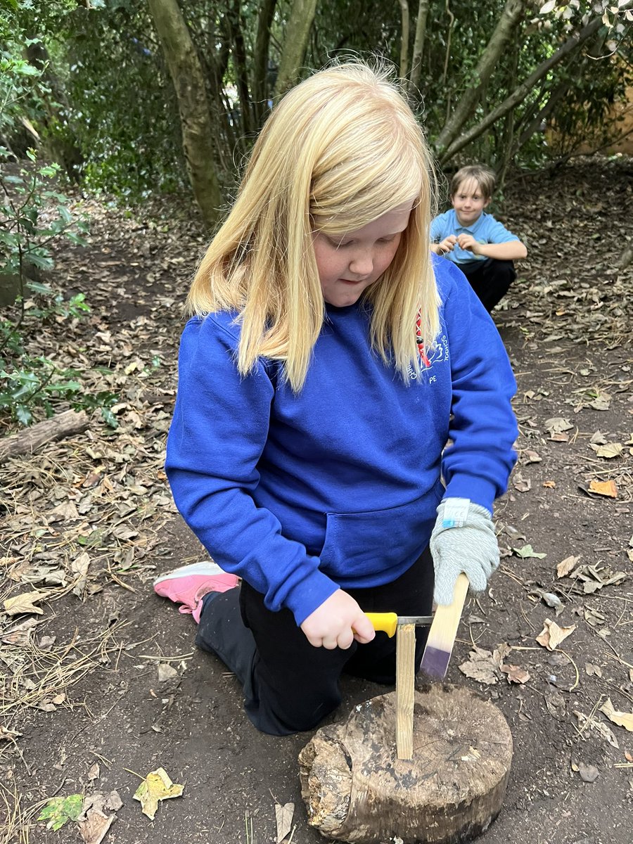 Christletonpri's tweet photo. Year 5 Enjoyed making their stick person and chopping up wood for the fire! https://t.co/2GmjPKAZlL