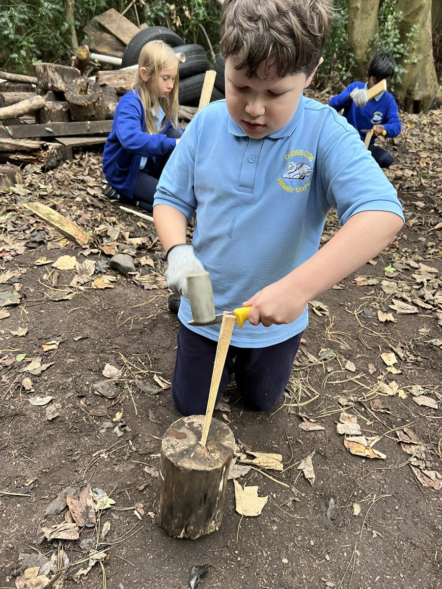 Christletonpri's tweet photo. Year 5 Enjoyed making their stick person and chopping up wood for the fire! https://t.co/2GmjPKAZlL