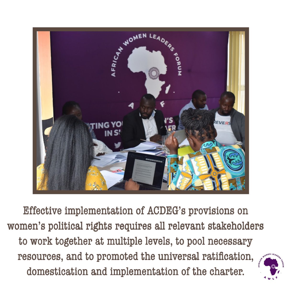 AfriWomenLead's tweet photo. Effective implementation of #ACDEG’s provisions on women’s political rights requires all relevant stakeholders to work together at multiple levels, to pool resources, and to promote the universal ratification, domestication ane implementation of the charter

#ACDEGGenderBarometer https://t.co/c3p7NFWqBr