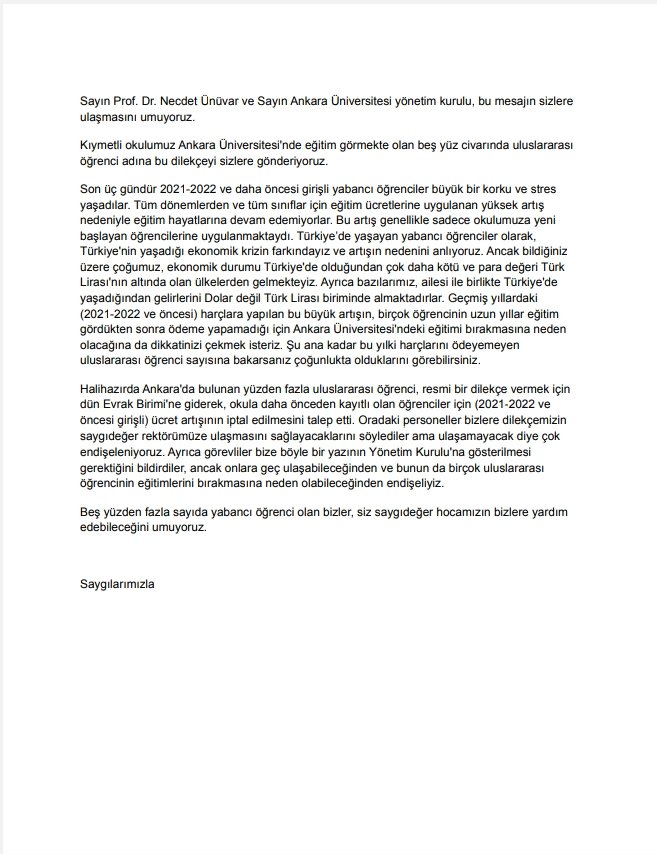 Astro_Shadi's tweet photo. Sayın rektörümüz @necdetunuvar  değerli üniversitemizin @AnkaraUni  son zamanlarda 2021 ve öncesi  girişli yabancı öğrencilerin katkı payına büyük zam gelmesinden etkilenen Olan AÜ tüm yabancı uyruklu öğrencilerin adına size hazırladığımız dilekçeyi sunmak istedik.
Saygılarımla https://t.co/Q8HeHvpjRr