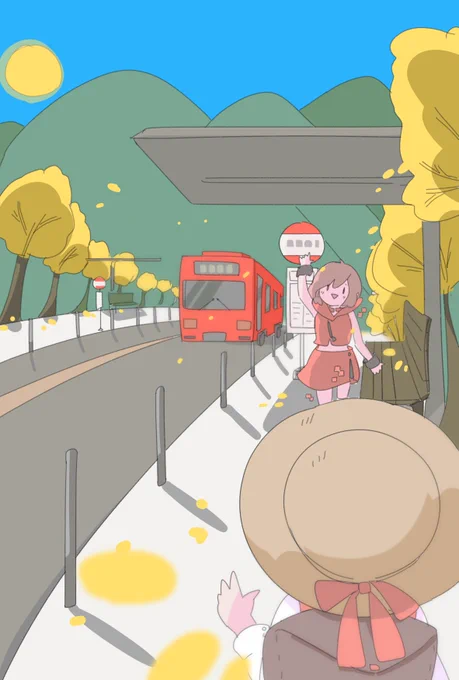 #ボカマス#メイマス「マスター、こっちこっち!」行楽日和のMEIKOちゃんとマスターです 