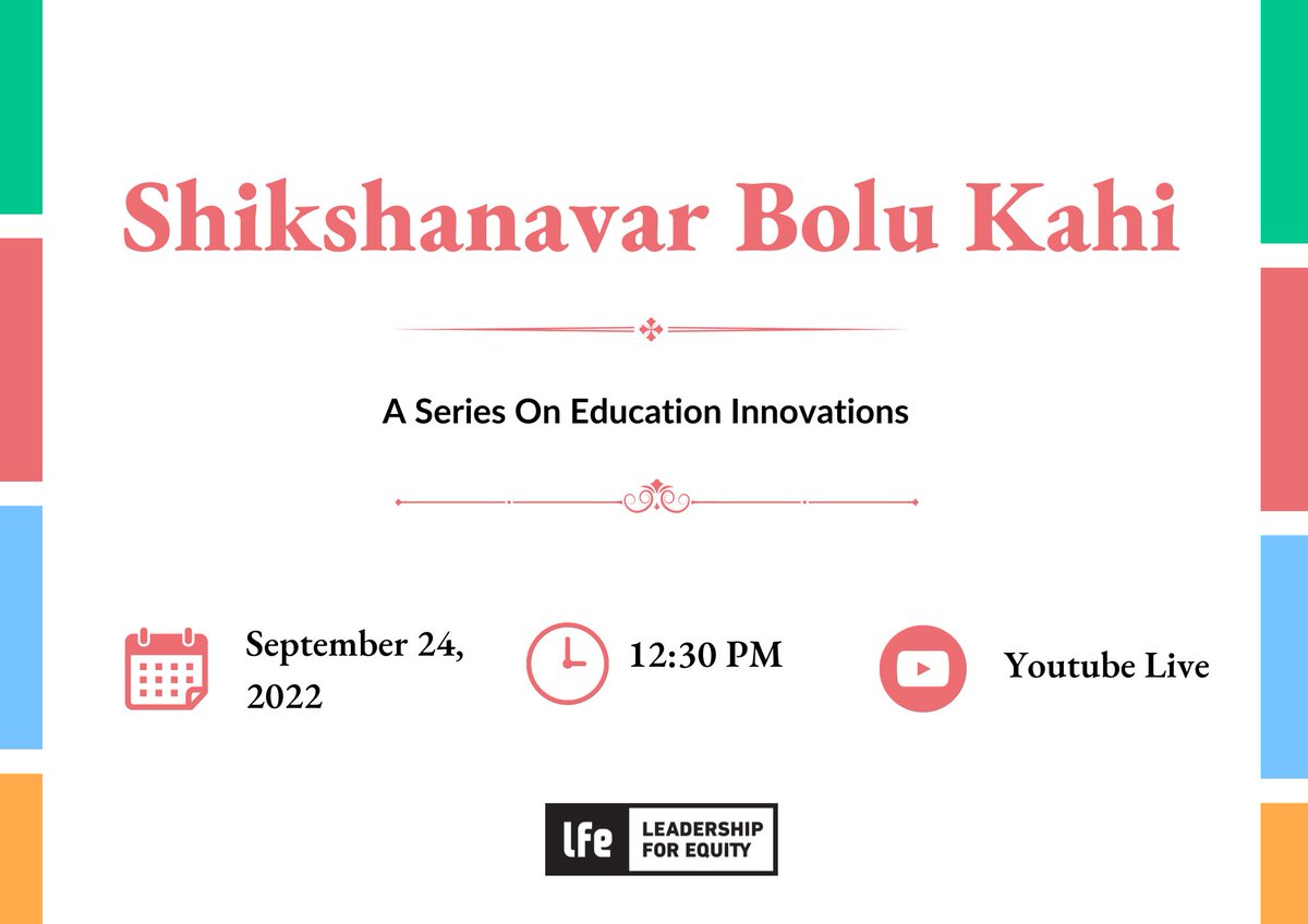 lfe_ed's tweet photo. We invite you to join ‘शिक्षणावर बोलू काही ’, a series of conversations that will host education experts and #systemleaders to discuss some unique initiatives that are driving learning transformation in #classrooms. 
YouTube Channel Link:  https://t.co/SbmT0vKSjF https://t.co/AiQTKml2H7