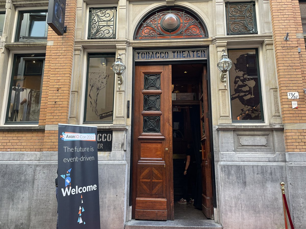 SaraTorrey's tweet photo. First day of #AxonIQCon22. We’re getting ready for all the fun to begin at the beautiful #tobaccotheater Can’t wait to meet everyone. #Axoniq #Conference #DDD #cqrs #softwareArchitecture #software https://t.co/1N0DgNAQ8T