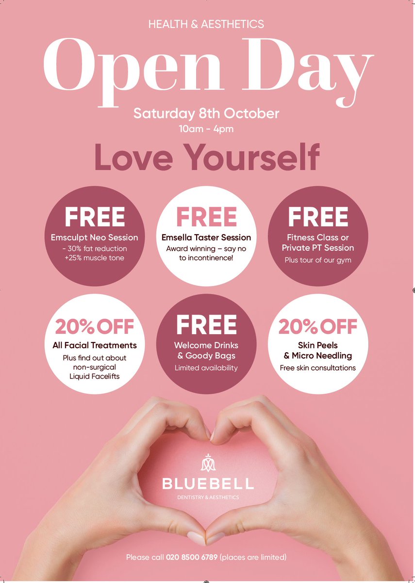 BluebellClinic's tweet photo. Places are limited so call us on 020 8500 6789 
#aesthetics #health #selflove https://t.co/qmZJQbHwwD