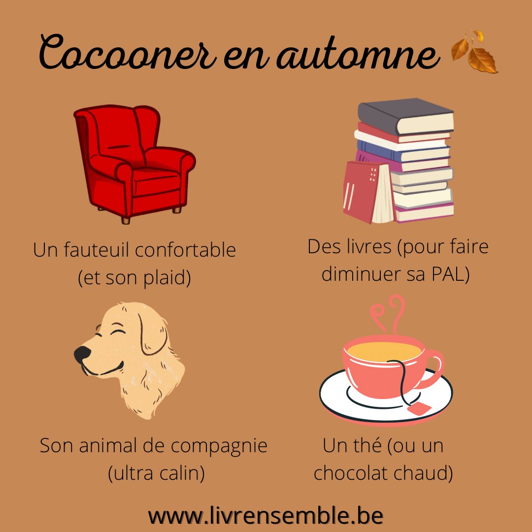 L’automne fait son retour ! 

Sortez vos plaids et votre thé, c’est l’heure de faire diminuer sa Pile à lire (pour mieux l’agrandir ensuite en venant faire un tour chez Livr’ensemble ) 😅

L’heure du cocooning à sonner 🛎

#cocooning #livres #booktwt
