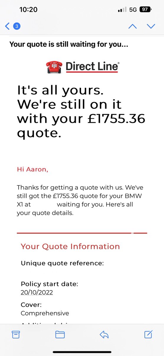 AaronT666's tweet photo. @DirectLine are you taking the p***? How are you justifying this quote with 8 years no claims… better stick with the comparison sites, I can get it for half the price! Is this why you’re not on any comparison sites?!??! 😂🫣 https://t.co/wTwlE5ULEZ