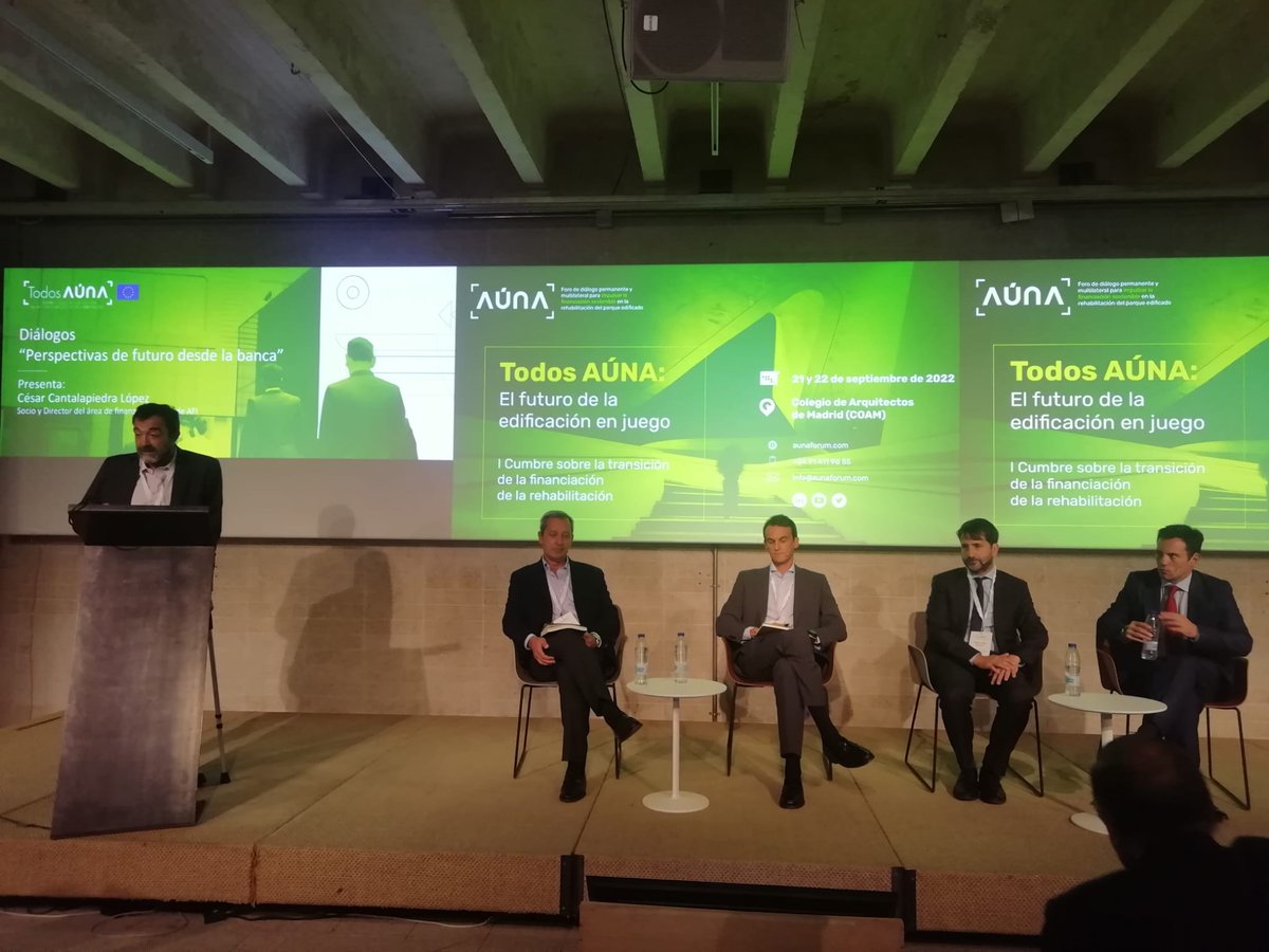 #AUNAFORUM: La banca se sienta en nuestro escenario para debatir el futuro y sus perspectivas en la #rehabilitacion.
Moderado por César Cantalapiedra (<a href="/afi/">AFI</a>) escucharemos a <a href="/JuanCDelrieu/">Juan Carlos Delrieu</a>, <a href="/isidorotapia/">苏苏</a>, Carlos Fernández Martínez y Alejandro Barrenechea Jayo