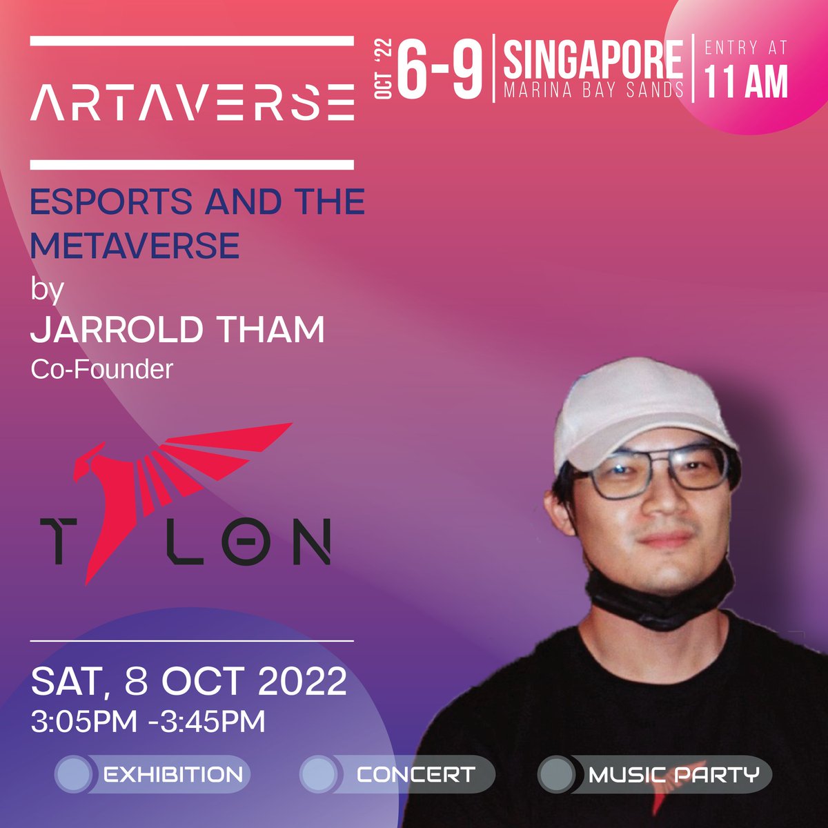 Talon has won more than 30 major championships across multiple titles including League of Legends, Arena of Valor, Overwatch, Rainbow 6, Tekken 7, Valorant and Dota 2. 

We're excited to announce that Jarrold Tham of @PSG_Talon will be joining us for our seminar!