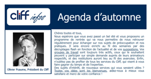 Retrouvez notre newsletter #Cliffinfos avec tous les services du <a href="/ircliff/">Ircliff</a> et l’#agenda d’automne #2022 : ➡️mail-cliff-cl1f.seitosei.eu/mirror/ekYycWh…
#IR #finance #services #communication #formation #RSE #climat #SFDR #AG #MSCI #DEU #ESG #benchmark #seminaire  <a href="/AMF_actu/">AMF</a> <a href="/Paris_Dauphine/">Université Paris Dauphine - PSL</a>