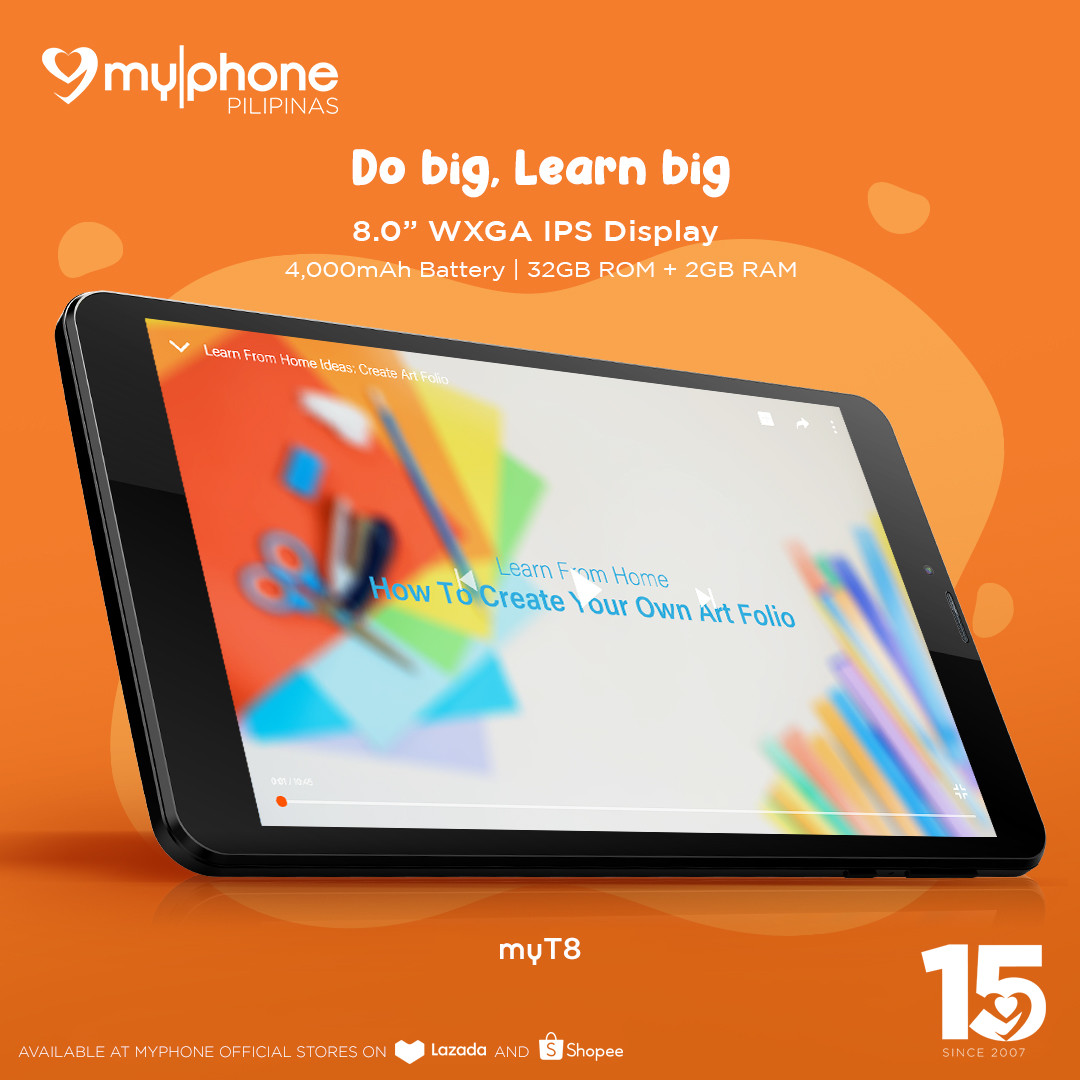 MyPhoneOfficial's tweet photo. Nakakagana mag-aral kung malaki ang screen, 'di ba? 💻

Upgrade to #MyPhone myT8 with 8.0" display na fit for your comfort! 

Do big, learn big with myT8 now! 

#LazadaPH: https://t.co/9KMR9DYHT5

#ShopeePH: https://t.co/2muXIzRnnQ https://t.co/p5sBCCtles
