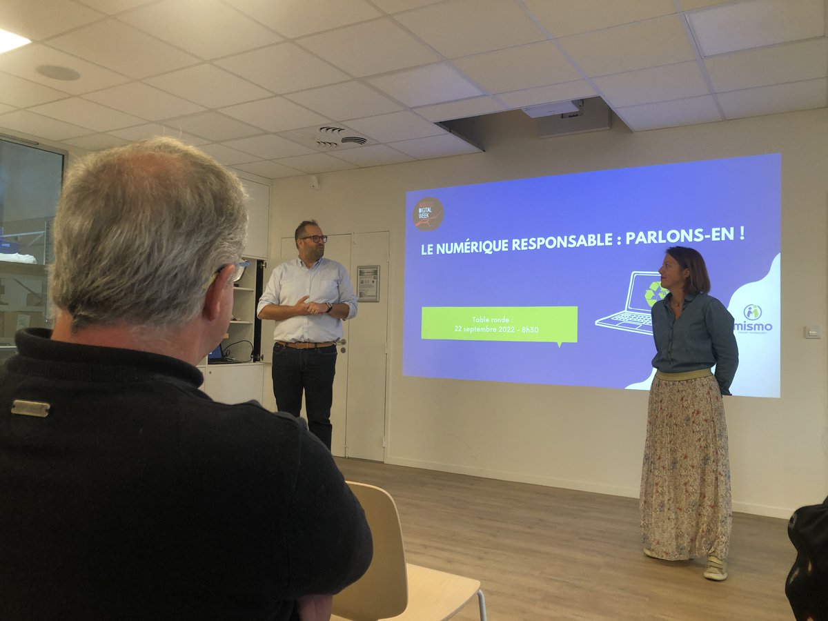 🥐 Aujourd'hui, réveil matinal pour @mismocommunity, prestataire de services informatiques et éditeur de logiciels (CRM et Pilotage industriel). 
L'équipe nous accueille pour une conférence tournée vers le numérique responsable. 
#NantesDigitalW