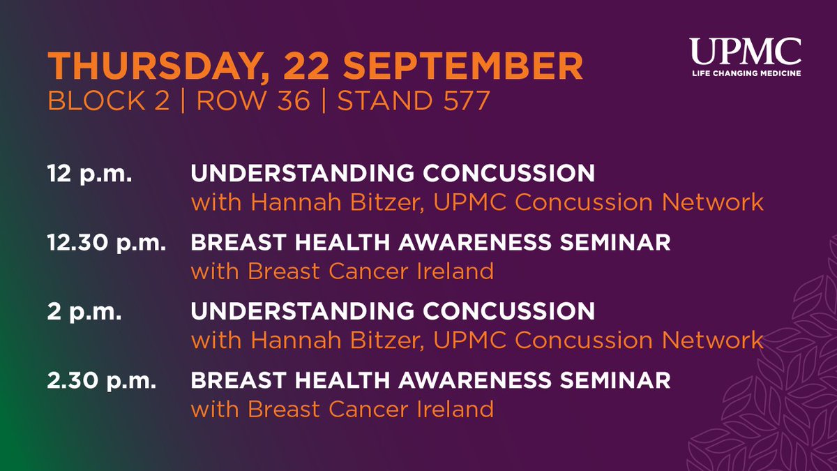 UPMCinIreland's tweet photo. Today's Agenda on the third and final day of the #Ploughing2022.
We looking forward to welcoming everyone to our stand again today. @BreastCancerIre @NPAIE https://t.co/n7j6MQj0nV