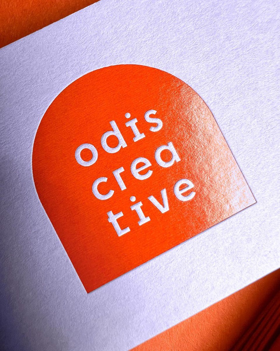 Colorplan Lavender with an orange pigment foil for @odiscreative's business cards, printed by <a href="/JotPaperCo/">Jot Press</a>