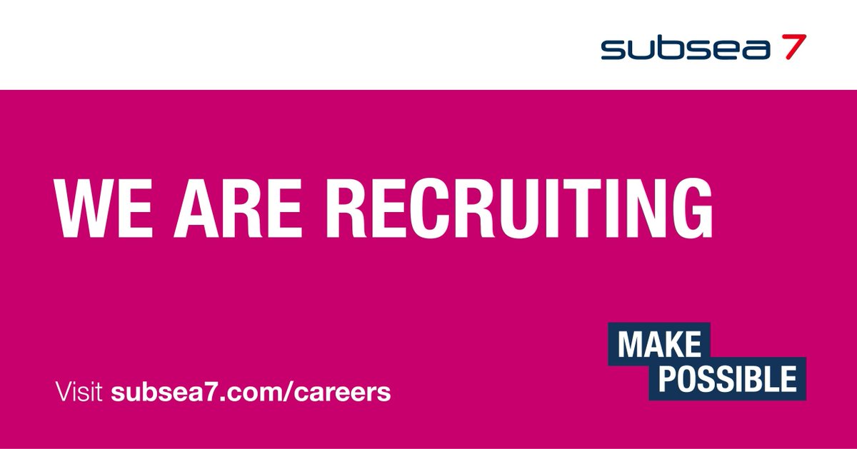 Subsea7Official's tweet photo. *Weโre recruiting*
The energy transition is going to be an incredible journey. Weโre looking for talented people with the drive and passion to make it possible.
Explore our vacancies: https://t.co/Yk1hO7YpP8
#Subsea7 #Careers #Hiring #Being7 #JobOpportunities #MakePossible https://t.co/gwAsP1AjCh