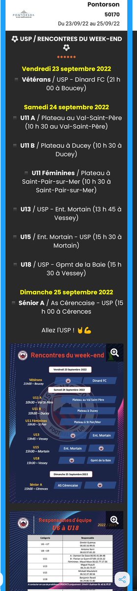 UPontorson's tweet photo. 🚨 Les matchs du WE via @PanneauPocket de la Ville de #Pontorson (50)‼️🫱🏽‍🫲🏼

#Veterans #seniors #écoledefoot
#USP1910🔴🔵 #TeamUSP #EnsembleOnEstPlusFort 💪🏼 https://t.co/y6wlGFt5ox