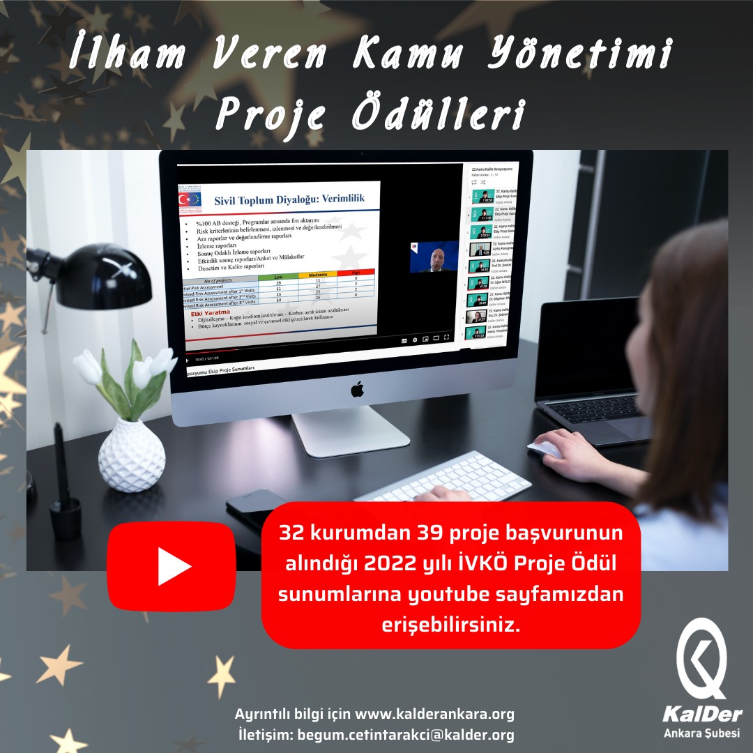 🏆2023 yılı İVKÖ başvuruları başladı.

💻Geçtiğiniz yıl ilki gerçekleşen proje ödül sunumlarını izlemek için youtube sayfamızı ziyaret edebilirsiniz.

ilgili link: youtu.be/FOuJ57vub1Q