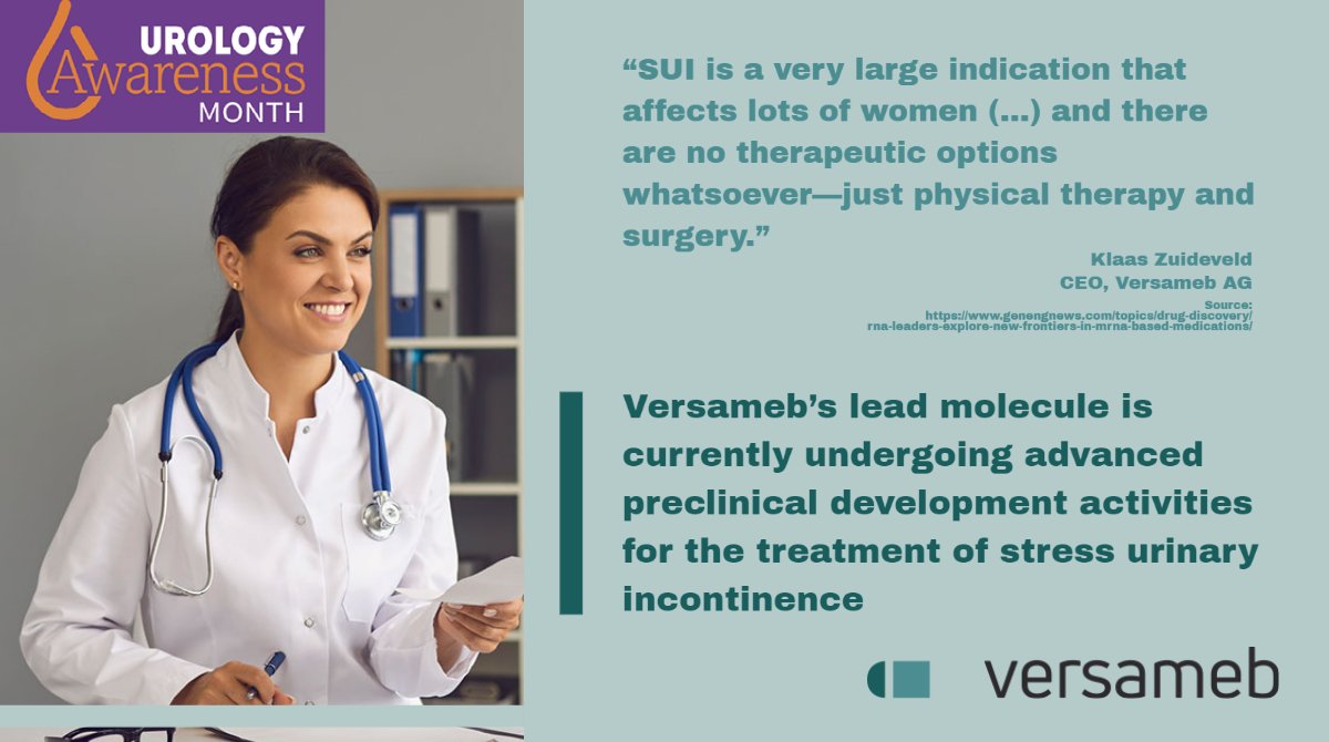 versameb's tweet photo. In the last week of Urology Awareness Month @versameb has been generating promising preclinical data on #SUI showing muscle tissue #regeneration and #restoration 

Read a recent interview with CEO, Klaas Zuideveld https://t.co/pq4rQzgh9K

#TUF #UrologyAwarenessMonth #UAM22 https://t.co/zt7uinLRD7