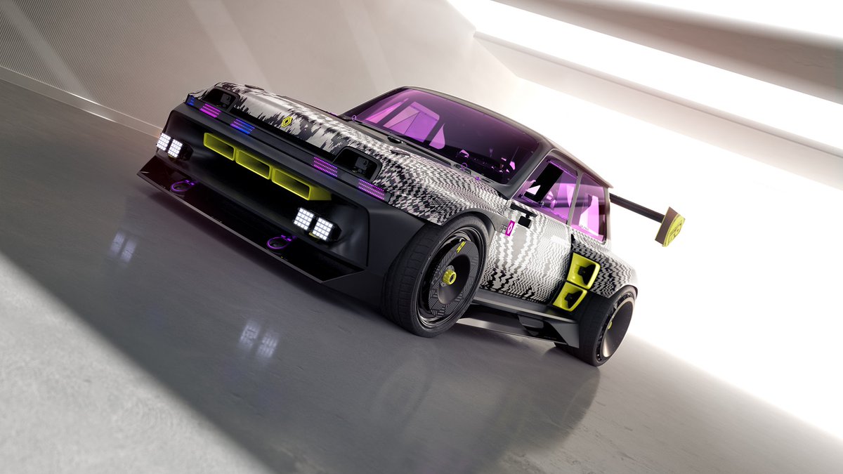 egenty's tweet photo. On la croirait tout droit sortie d'un jeu vidéo, mais elle est bien réelle ! Une reine du drift exubérante et colorée.
#R5TURBO3E rend hommage à l'iconique #Renault5 Turbo 2 en version 100% électrique. A découvrir à #Chantilly et au @mondialdelauto https://t.co/YBYYkx6AVX