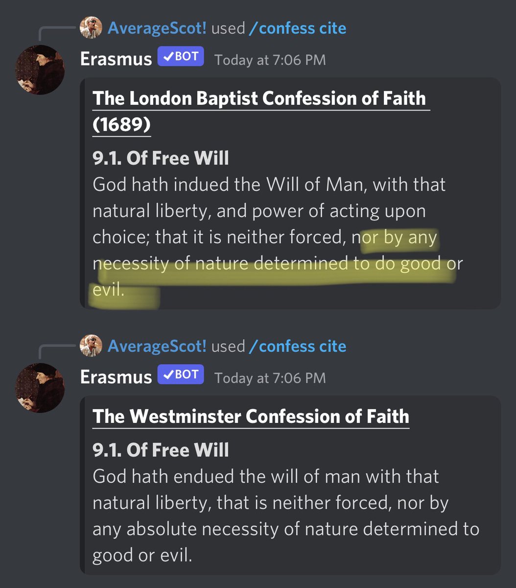 ProvisionistP's tweet photo. How is this *not* Libertarian Free Will (LFW) spelled out in the confessions?
#Questions4Calvinists https://t.co/A13tm5kuvt
