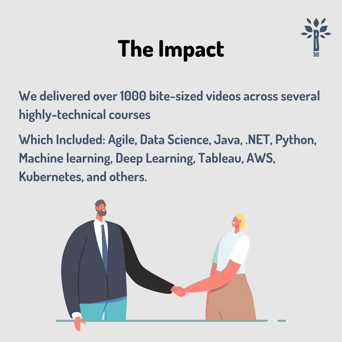 We helped an EdTech leader in designing and developing a set of highly technical self-paced and instructor-led eLearning courses. 
Read our success story at bit.ly/3OAhyzx

#bodh #b2bsolutions #business #elearning #happyclients #courses #edtech #technologylearning