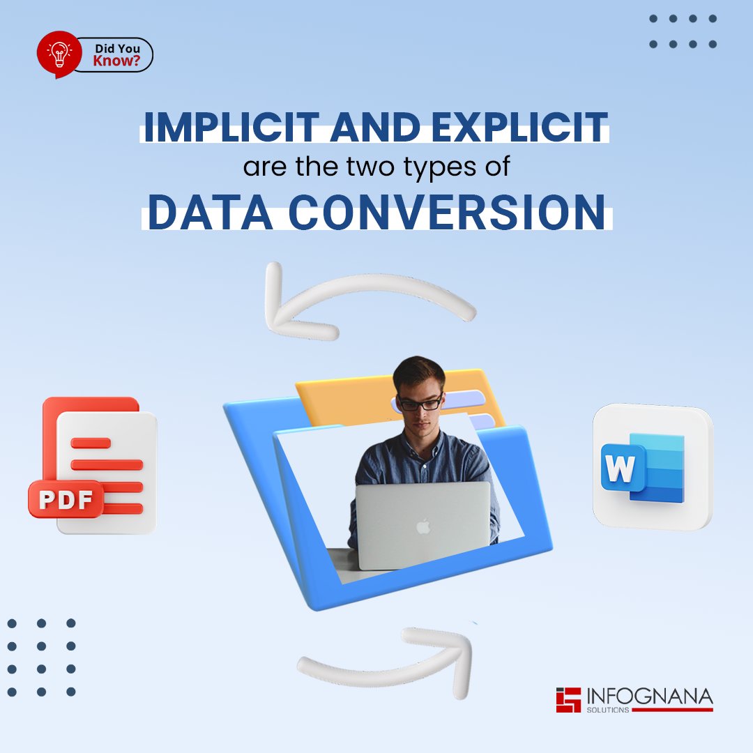 Infognana's tweet photo. The entire process of #dataconversion differs based on the programming language.
Website: https://t.co/eVLaS1hYvs
Services: https://t.co/WzklIJVQpo
Mail Us: sales@infognana.com
Call Us:+1 (972) 635-3497 x-307
#dataentry #ig #infognana #IGSolutions https://t.co/Z18iyGC2Sb