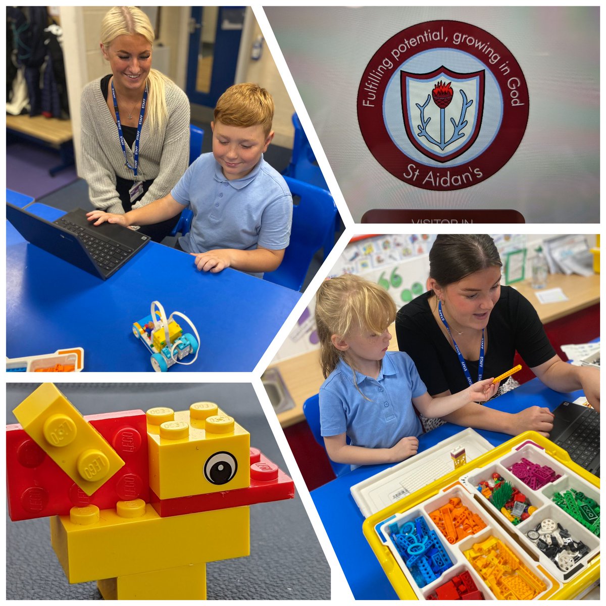 UKLegoDuck's tweet photo. Yesterday was a fantastic #LEGO #Explore #Day with the children & staff of @staidansbburn. We met Leo & his friends from the #SpikeEssentials kit, developed #learningthroughplay and tackled many #steam concepts. #fun was had by all @Getech_Schools https://t.co/RoJdHrtwRu