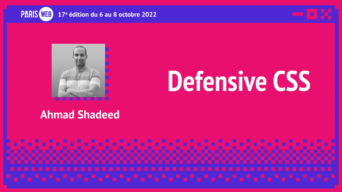 ParisWeb's tweet image. Designer et développeur front-end, @shadeed9 nous fera l'honneur de partager son expertise #CSS pour la toute première fois en France. Et ce sera à #ParisWeb le 7 octobre prochain ! paris-web.fr/2022/conferenc…
Inscrivez-vous pour assister à sa conférence : inscriptions.paris-web.fr