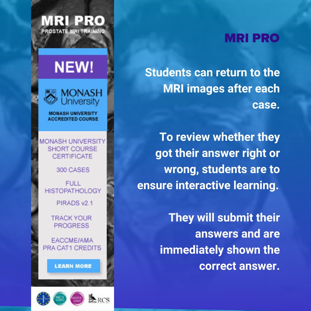 #MRIPRO is accredited by Monash University 🙌

Students will be able to work online for 12 months with ongoing assessments over 20 consecutive cases, with an 80% completion rate.

ENROL NOW | www.mripro.io/monash-course