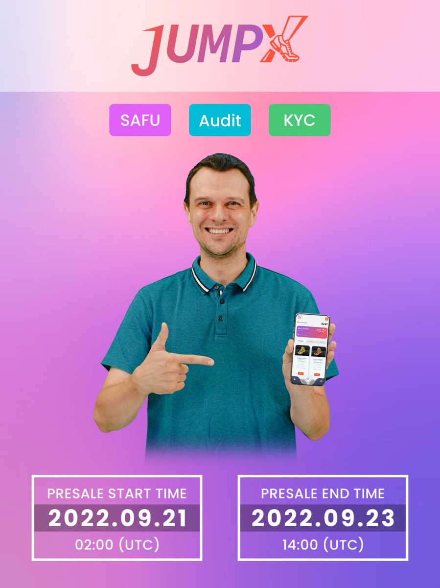 JumpxRun's tweet image. ⏰⏰⏰  Presale is coming to an end!!!!
Only 1 more day left until the end of the JUMPX Presale

Presale Link: pinksale.finance/launchpad/0x52…

🥇 Download now at: play.google.com/store/apps/det…

✅SAFU, KYC, AUDIT
✅ Web 3
✅ Fairlaunch on Pinksale
✅ Demo app completed
✅ 3D graphics