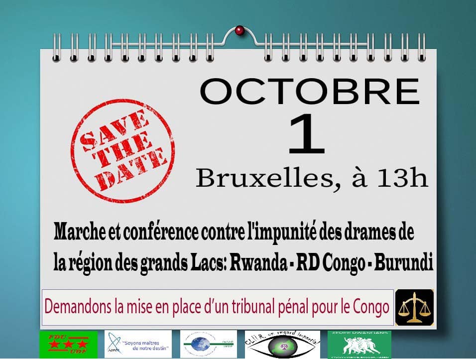 Face à la recrudescence des violences à l’Est de la RDC avec l’implication avérée des autorités du Rwanda, les communauté rwandaise et congolaise de Belgique, organisent un rassemblement le samedi 1er Octobre à Bruxelles suivi par une conférence-débat.