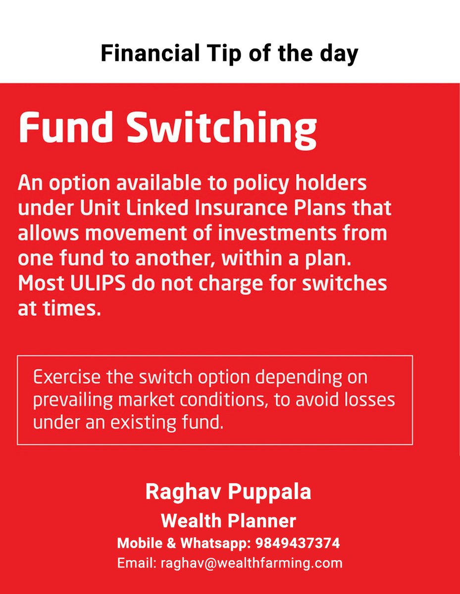 NAdsxcell's tweet image. Financial tip of the day
#financialtipoftheday #fundswitching #wealthplanner
