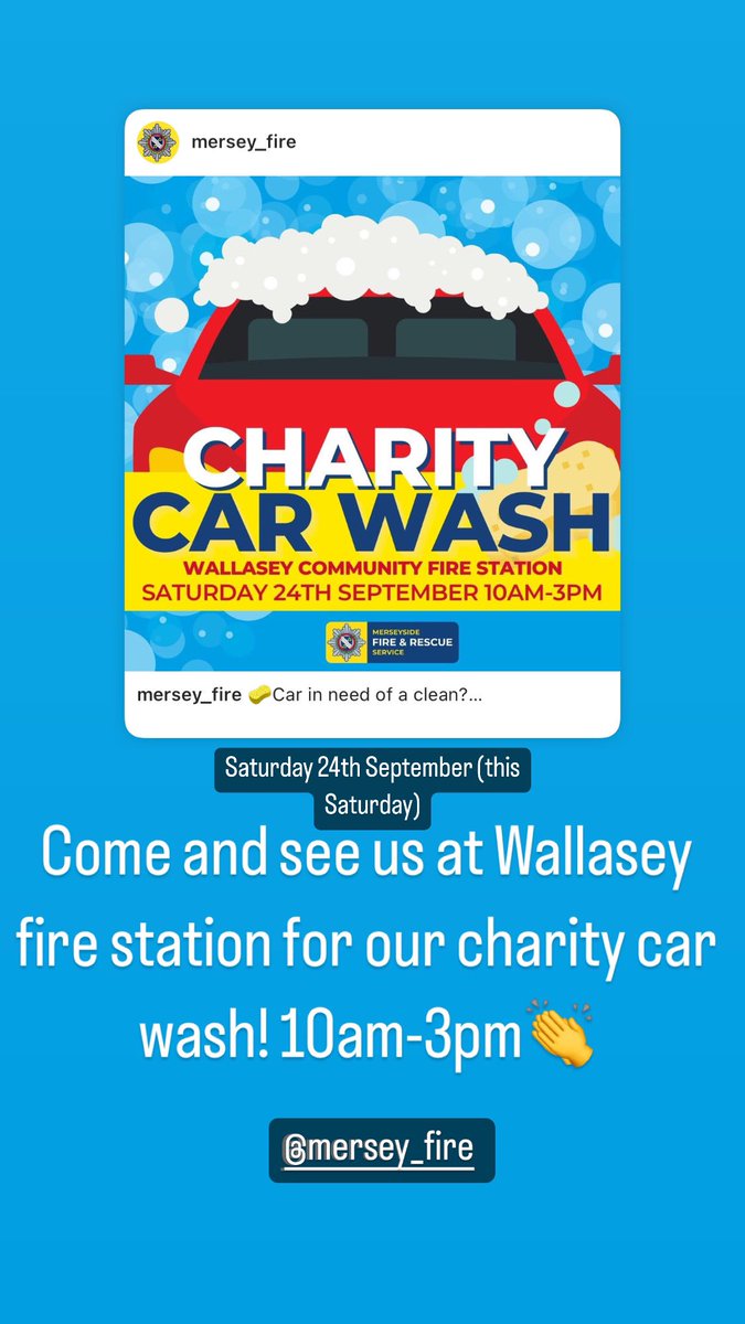 ross__mackin's tweet photo. Holding a charity car wash at Wallasey fire station on Saturday if anyone wants to come down we would really apparecite it!👏 @MerseyFire @firefighters999 https://t.co/PKdeSgTQZh