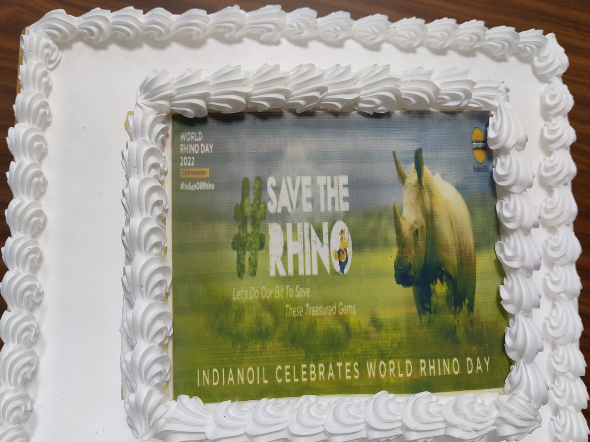 ioclpunjab's tweet photo. PSO celebrating World Rhino Day...Cake cutting ceremony at PSO. by ED&amp;SH, PSO Sh. Jitendra Kumar and team PSO.
#IndianOilRhino 
#iocl https://t.co/r3WKE1dEOS