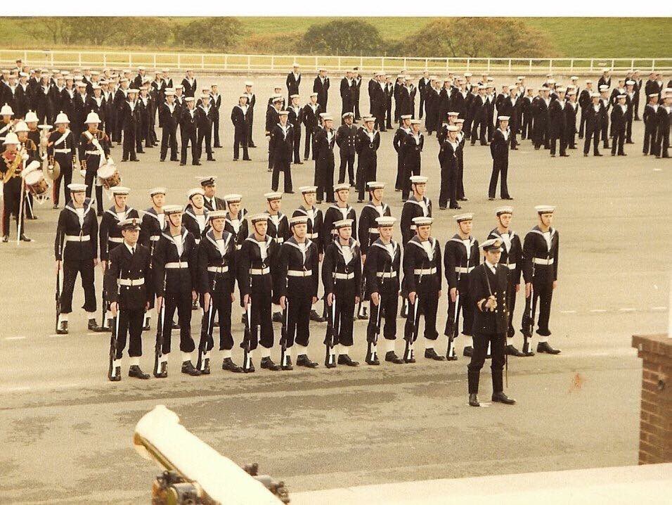 closed260226's tweet photo. OTD 42 years ago I joined @RoyalNavy #RNanniversary I remain in Crown service today. Coincidentally the same day Old Ark Royal was towed out of Devonport on her last voyage to the breakers #oneoutonein #madeintheRoyalNavy Some in that 1st picture KIA during our service. RIP. https://t.co/1wEg1n2npp
