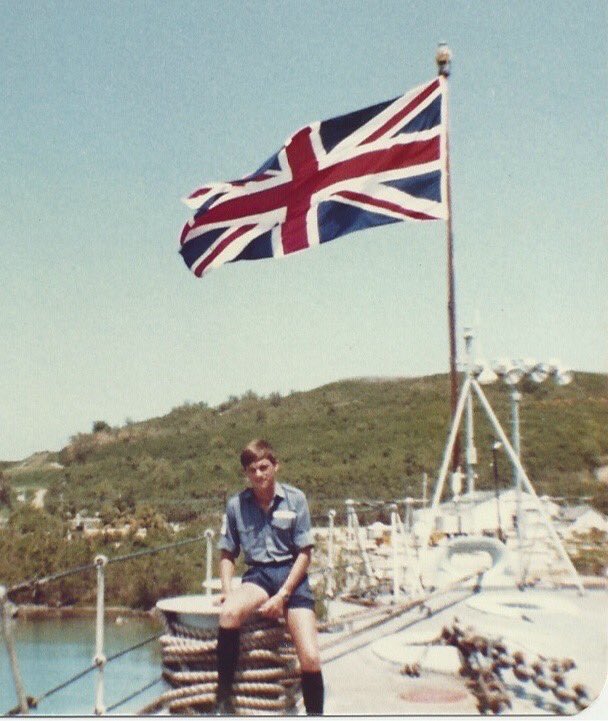 closed260226's tweet photo. OTD 42 years ago I joined @RoyalNavy #RNanniversary I remain in Crown service today. Coincidentally the same day Old Ark Royal was towed out of Devonport on her last voyage to the breakers #oneoutonein #madeintheRoyalNavy Some in that 1st picture KIA during our service. RIP. https://t.co/1wEg1n2npp