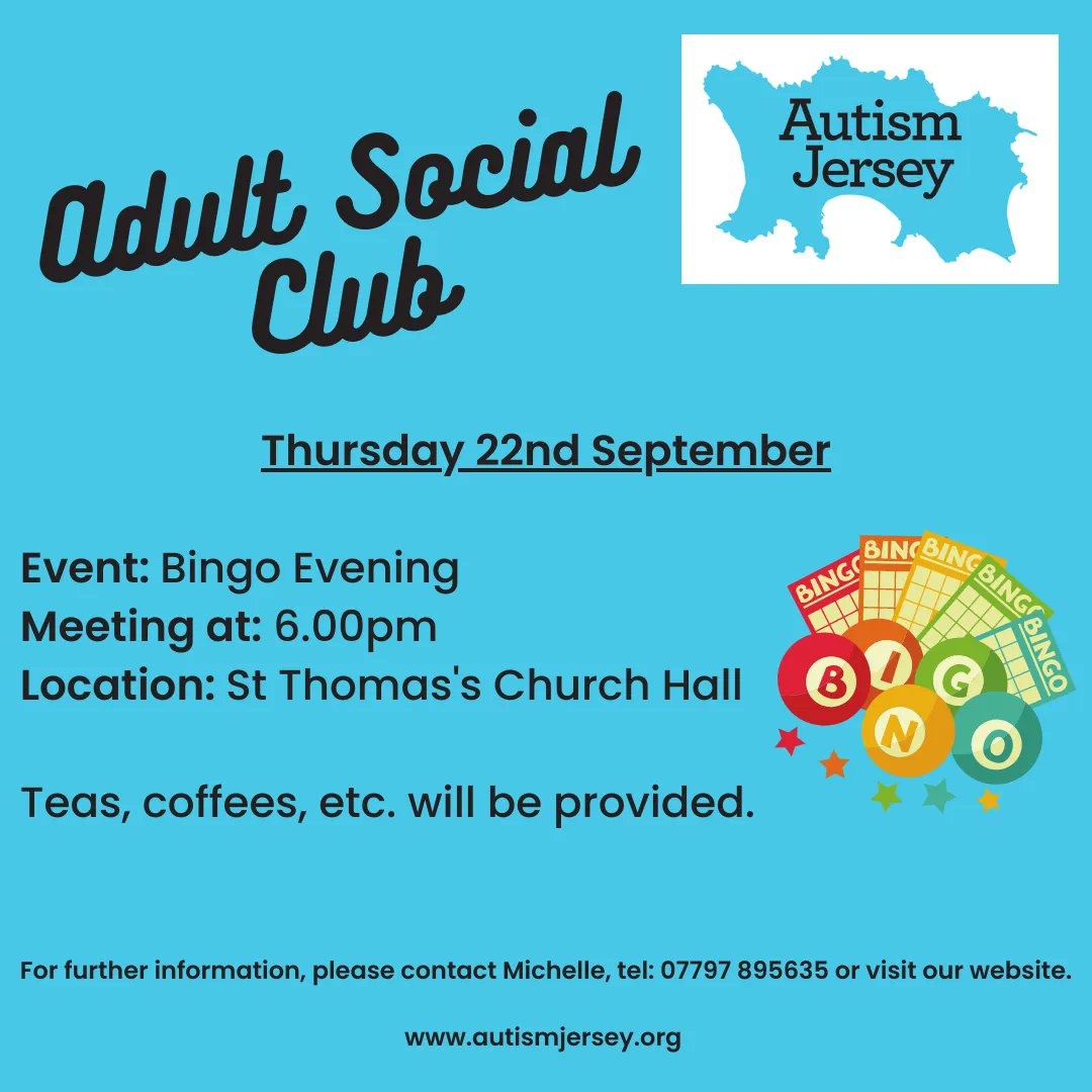 AutismJersey's tweet photo. Eyes down!! Bingo night for our Adult Social Club this evening - don't forget your dabbers! 💙 

#socialclub #bingo #autismactivities #fun https://t.co/mHelZ4Iqv4